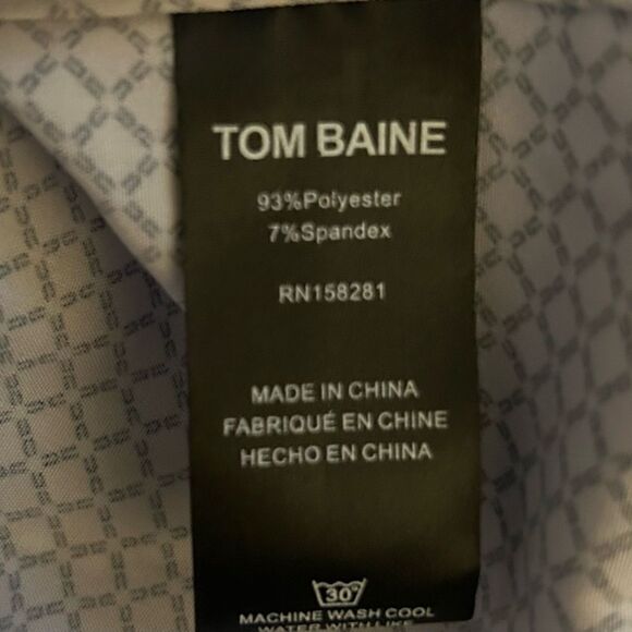 Tom Baine Performance Slim Fit White Blue Print Button Down Shirt Size XXL - Picture 4 of 7